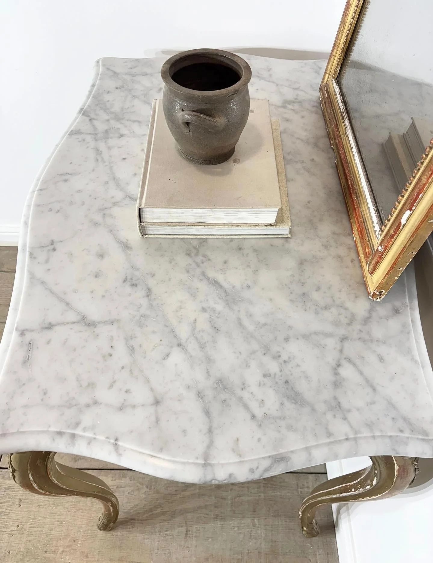19th Century Antique French Marble Top Gilt Console Table